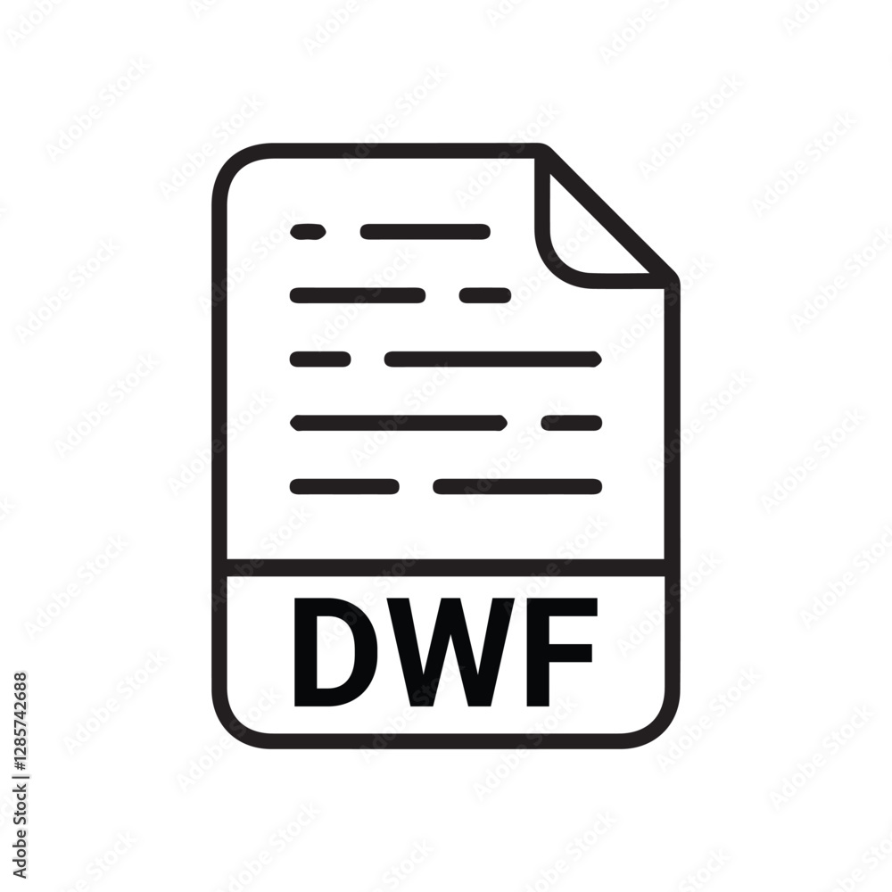 Poster dwf file icon set. dwf file type symbol. file dwf format icon in black filled and outlined style iso