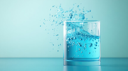 Swirling blue liquid experiment in transparent glass biotechnology lab creative science visualization