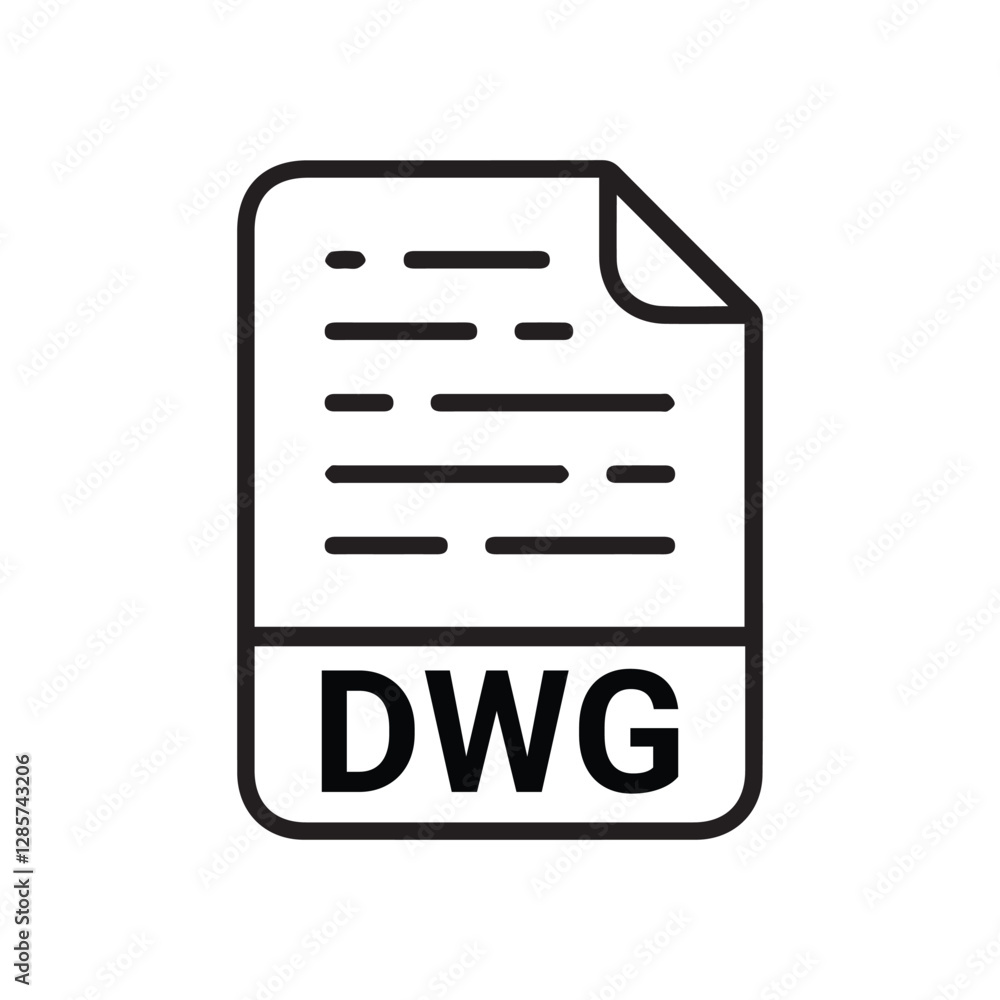 Poster dwg file icon set. dwg file type symbol. file dwg format icon in black filled and outlined style iso