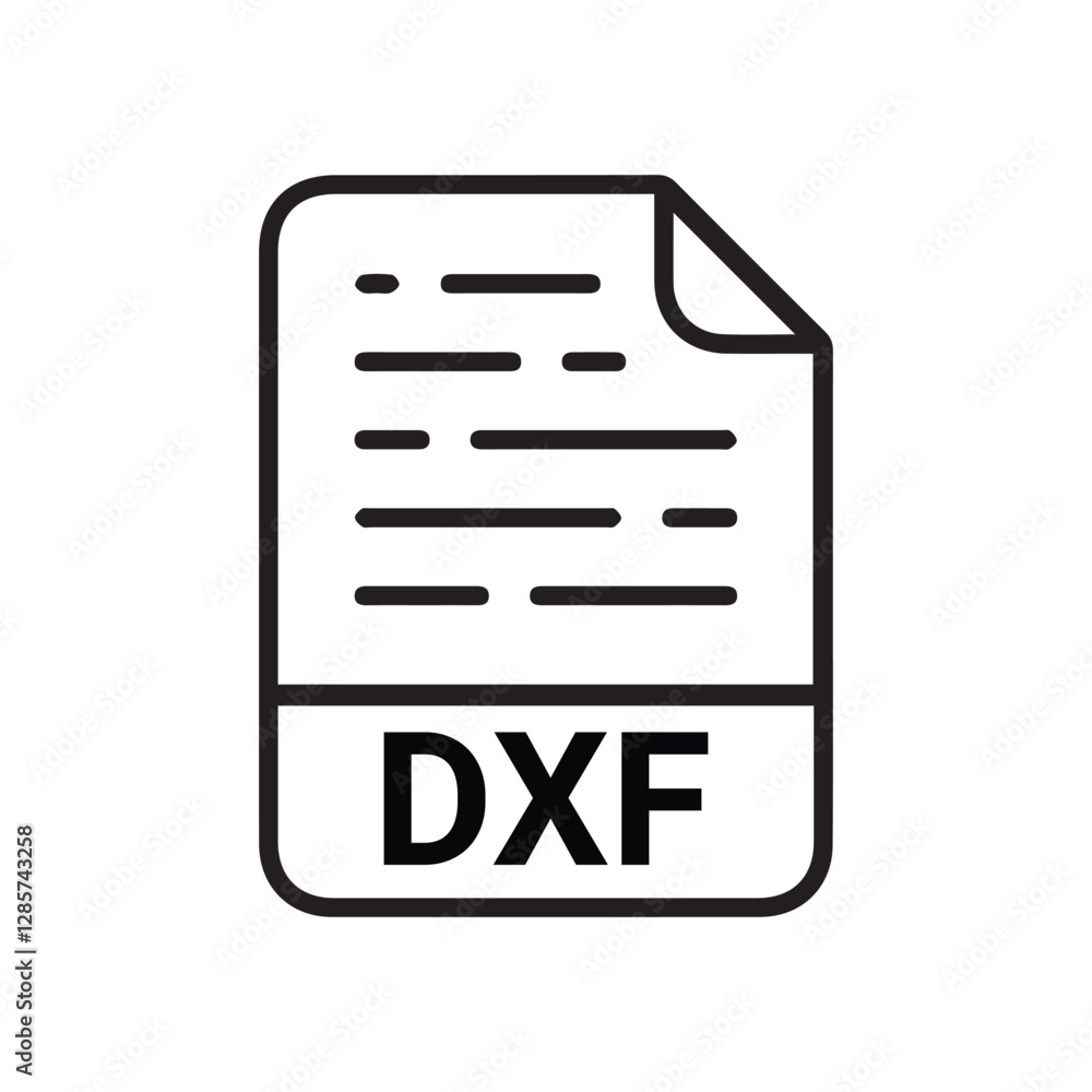 Poster dxf file icon set. dxf file type symbol. file dxf format icon in black filled and outlined style iso
