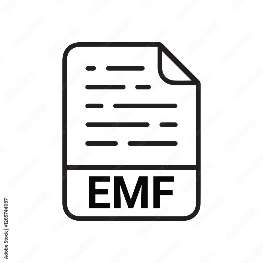 Poster emf file icon set. emf file type symbol. file emf format icon in black filled and outlined style iso