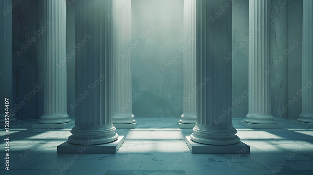 Aufkleber majestic interior of a classical building with towering columns and soft light illuminating the spac