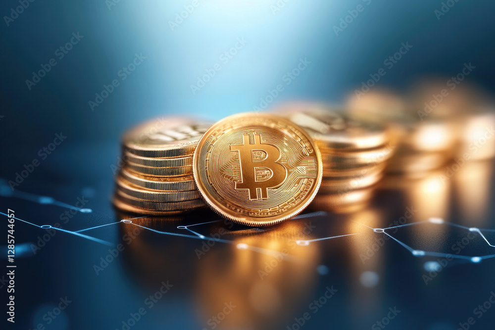 Aufkleber analyzing the surge of digital coins in economic value and returns a graphical representation of cry