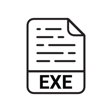 EXE file icon set. EXE file type symbol. File EXE format icon in black filled and outlined style isolated on transparent background.