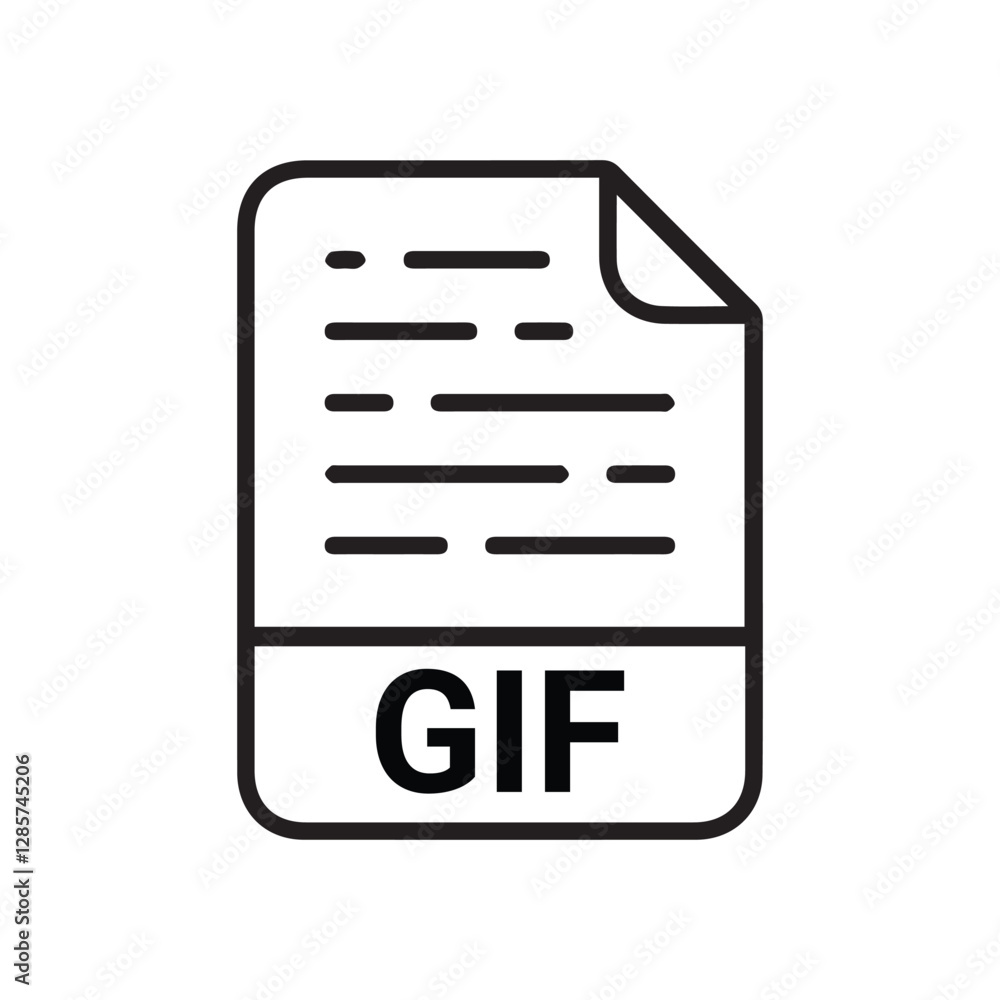 Poster gif file icon set. gif file type symbol. file gif format icon in black filled and outlined style iso