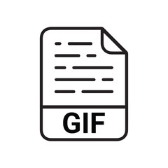 GIF file icon set. GIF file type symbol. File GIF format icon in black filled and outlined style isolated on transparent background.