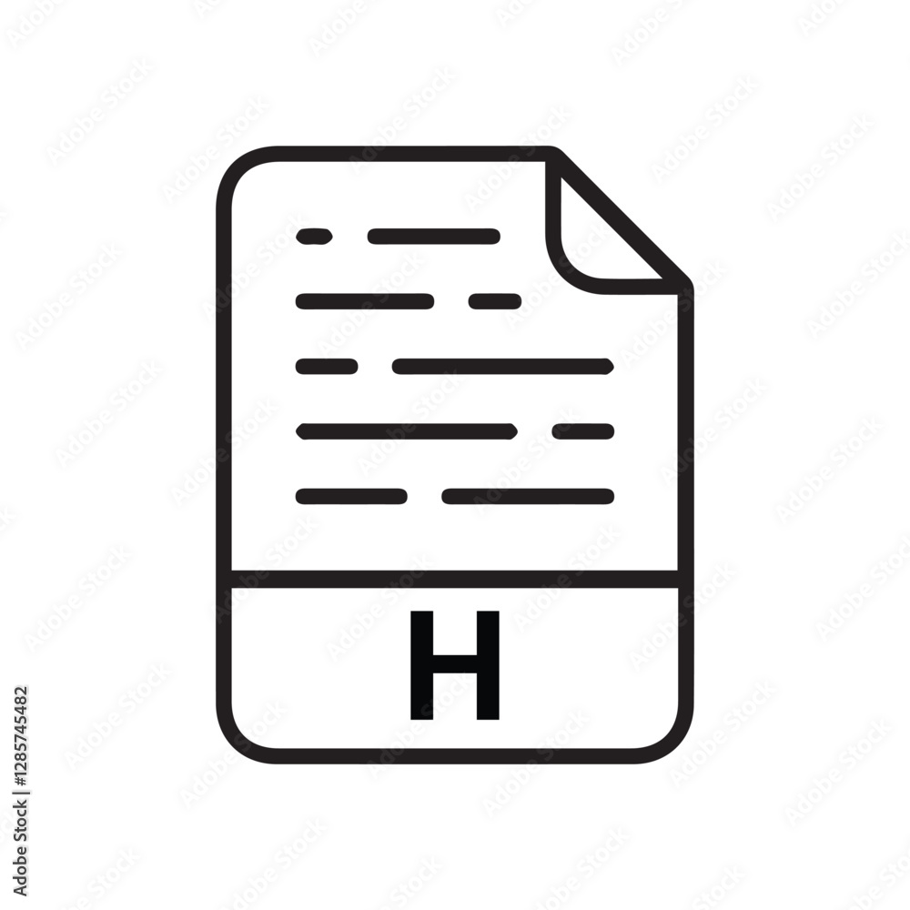Poster h file icon set. h file type symbol. file h format icon in black filled and outlined style isolated 