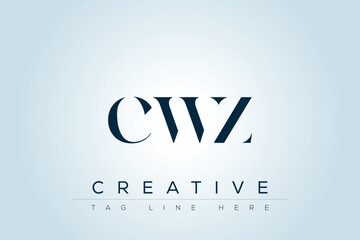 CWZ abstract letter logo design. This logo is designed by three abstract letters. 