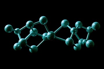 An abstract representation of a molecule in deep green color