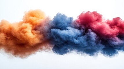 Fototapeta premium Colorful smoke clouds against white background
