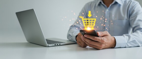 Online shopping digital marketplace e-commerce business mobile payment technology concept