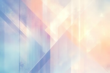 A light and airy abstract background featuring layered geometric patterns in pastel hues, including soft blues, peaches, and lavenders. The design includes subtle line art overlay.