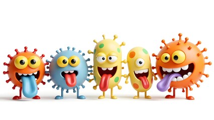 Fototapeta premium Happy cartoon virus family