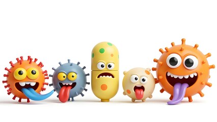 Obraz premium Happy cartoon virus family