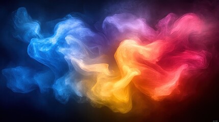 Colorful smoke swirls in dark background