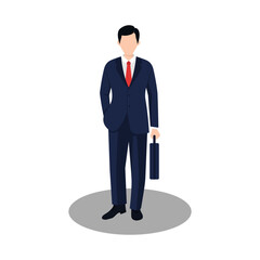 businessman in a traditional outfit holding a briefcase and standing