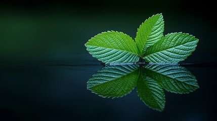 A green leaf floating on top of a body of water