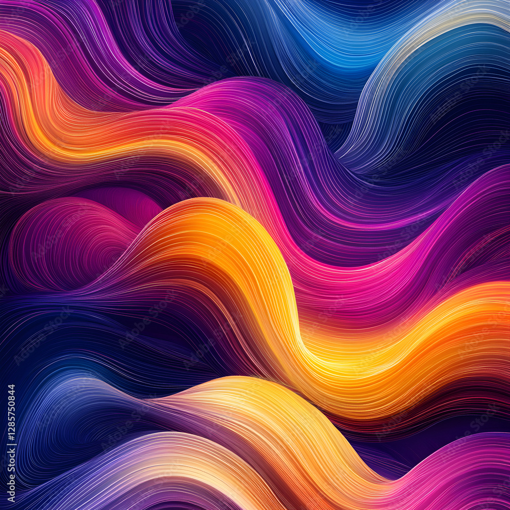 Poster abstract colorful waves: vibrant, dynamic waves of color flow seamlessly, creating a mesmerizing and