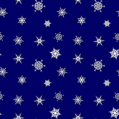 Seamless pattern with original snowflakes