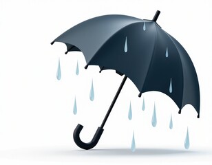 Black Umbrella with Raindrops - Protection and Rainy Season Concept