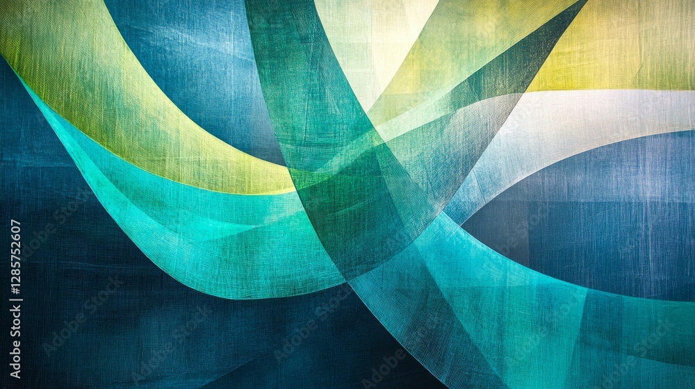 Poster beautiful overlapping curved and linear abstract design in multiple shades