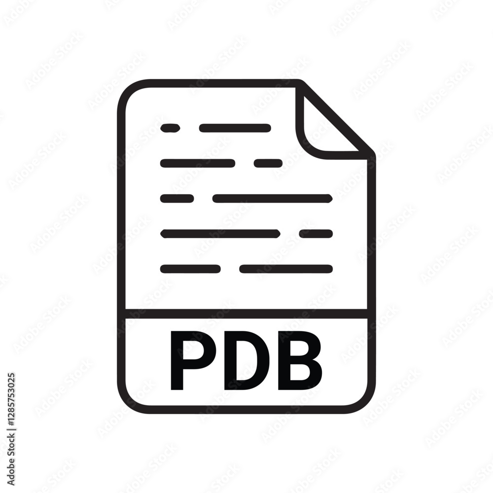 Poster pdb file format vector line icon design on white background