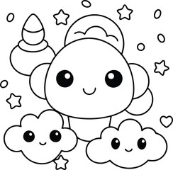 Vector illustration of turtle isolated on white background. For kids coloring book