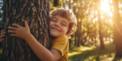 Celebrating nature with children: A tree hug under the sun.