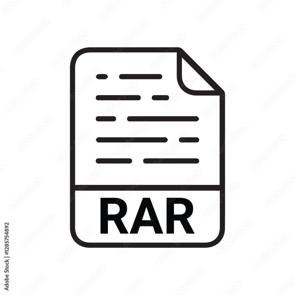 Poster rar file icon set. rar file type symbol. file rar format icon in black filled and outlined style iso