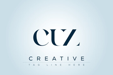 CUZ abstract letter logo design. This logo is designed by three abstract letters. 