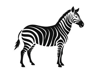 Obraz premium An elegant Zebra silhouette icon set against a clean white background.