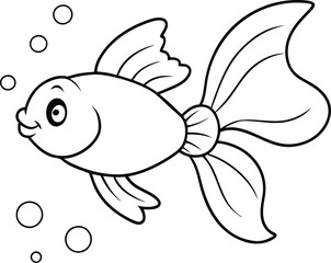 Fish Line Art Illustration for Coloring and Design