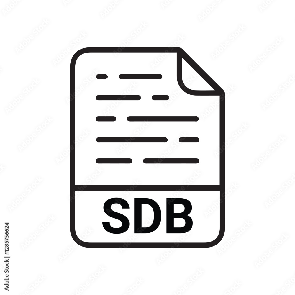 Poster sdb file format vector line icon design on white background