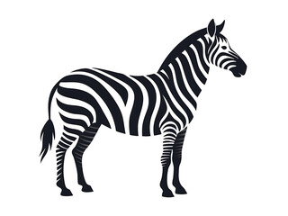 Obraz premium An elegant Zebra silhouette icon set against a clean white background.