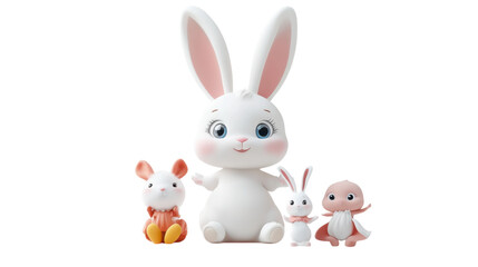 Fototapeta premium Cute cartoon animals enjoying a playful gathering in a bright setting with cheerful expressions and vibrant colors