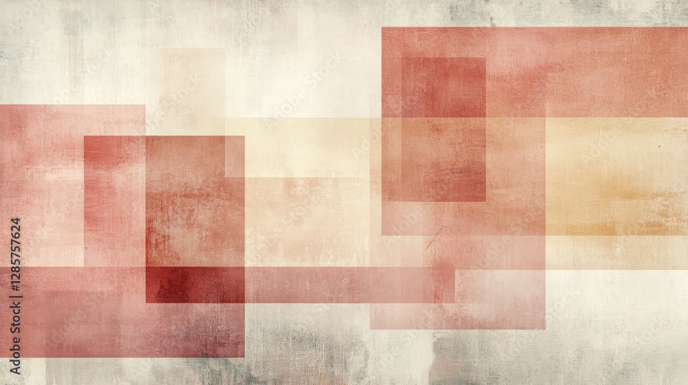 Poster overlapping geometric rectangles creating a textured artistic abstract composition
