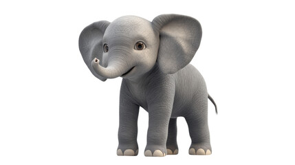 Fototapeta premium Cute baby elephant standing playfully in a bright environment, showcasing its adorable features and playful demeanor