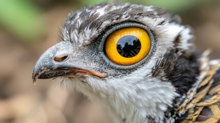 Obraz premium A close up of an owl's face with yellow eyes