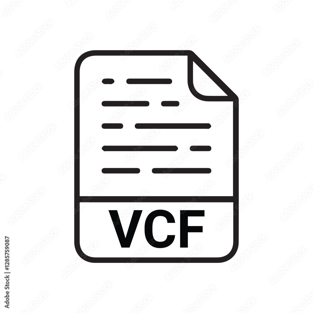 Poster vcf file format icon. vcf extension filled icon