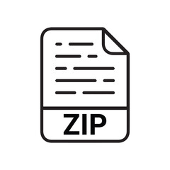 zip file format document type icon vector design black white color simple flat illustration collection isolated sets