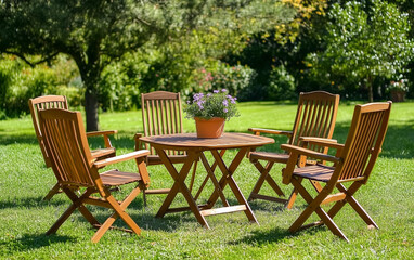 Obraz premium A set of wooden garden furniture