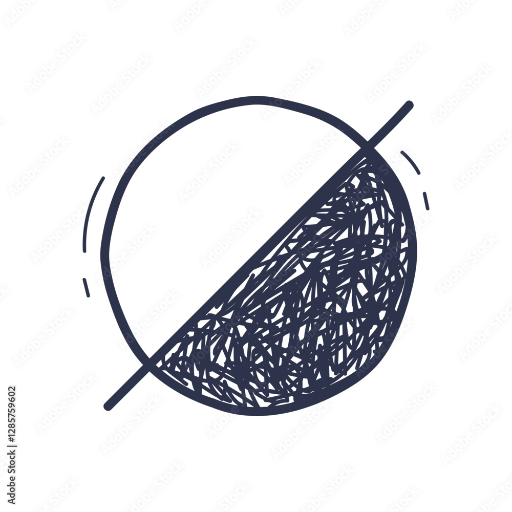 Poster a circle split diagonally into dark and light halves, symbolizing balance and duality.