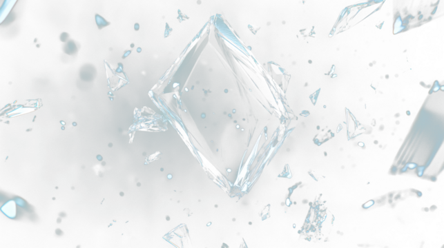 a shattered glass piece in the air