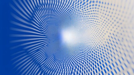 Fototapeta premium Abstract blue and white swirling tunnel of light dots.