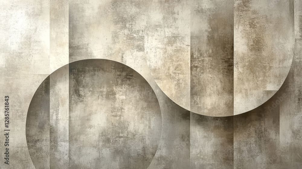 Poster abstract geometric design featuring circles and rectangular shapes across the surface