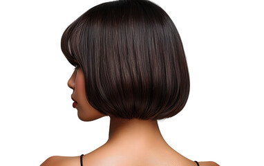 Naklejka premium Stylish Woman with a Chic Bob Haircut Back View Hair Beauty Fashion Studio Shot