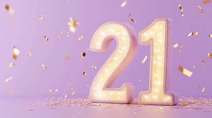 Celebrating 21st Birthday with Sparkling Decorations and Festive Mood