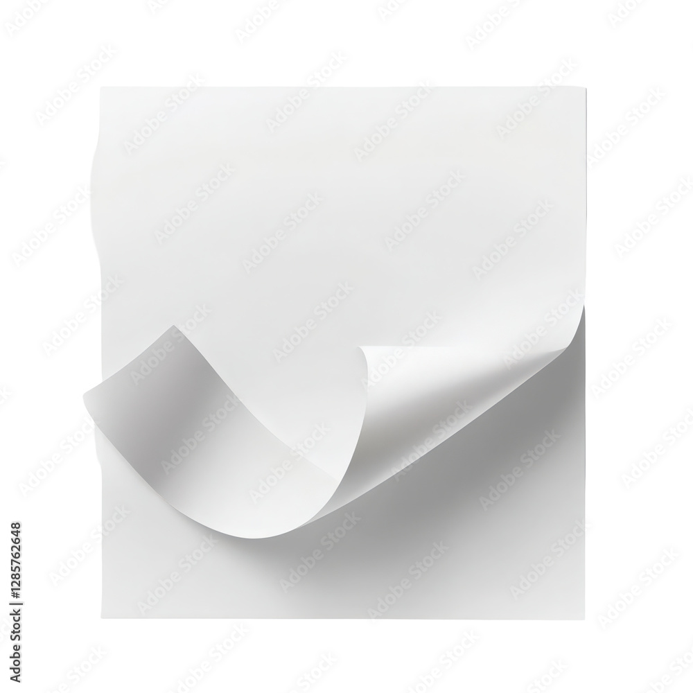 Poster blank paper sheet with curled corner and shadow, ideal for business or document design, featuring an