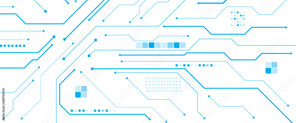 Poster electrical line with glow light on blue engineering technology concept vector panorama background