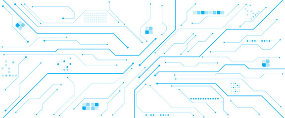 Electrical line with glow light on blue engineering technology concept vector panorama background